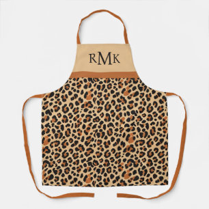 Beige en Terracotta Luipaard Print Custom Monogram Schort