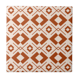 Beige en verbrand oranje geometrisch patroon tegeltje