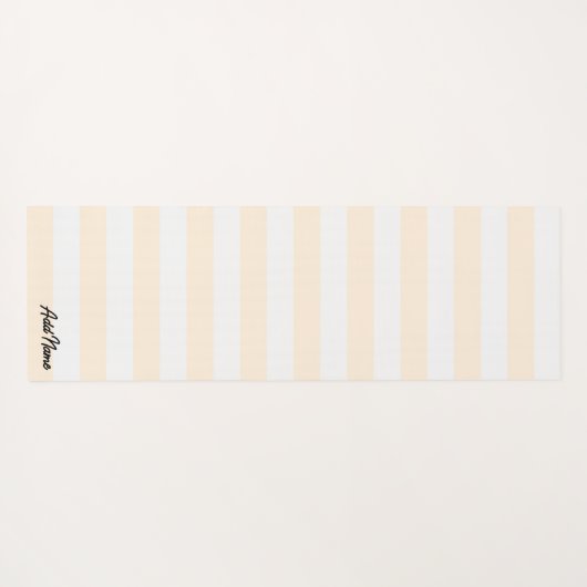 Beige en witte aangepaste naam yogamat (Achterkant (horizontaal))