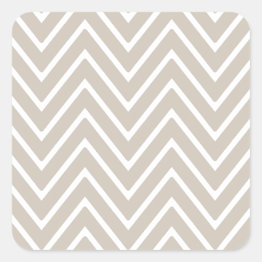 Beige en witte Chevron Patroon 2 Vierkante Sticker (Voorkant)