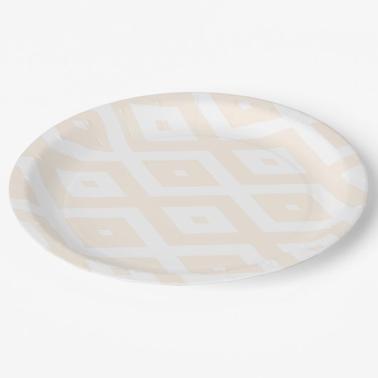 Beige en witte diamantpatroon papieren bordje (Gekanteld)