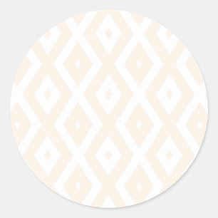 Beige en witte diamantpatroon ronde sticker