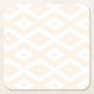 Beige en witte diamantpatroon vierkante kartonnen onderzetter