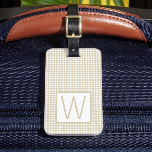 Beige en witte geruite monogram bagagelabel (Voorkant Insitu 2)