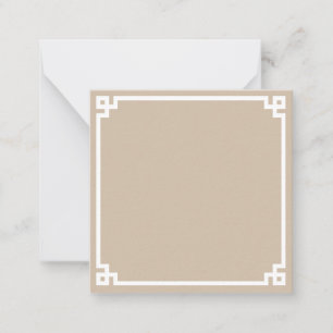 Beige en witte Griekse sleutel sierrand Notitiekaartje