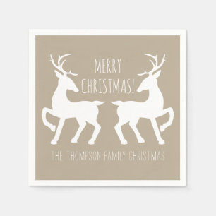 Beige en witte kleuren met aangepaste kerstmis servetten