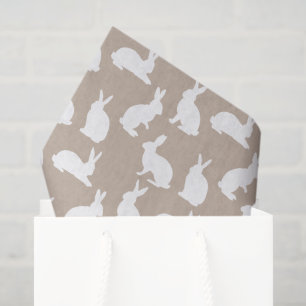 Beige En Witte Konijnenpatroon Neutrale Pasen Tissuepapier