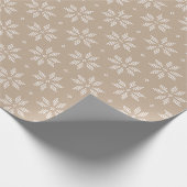 Beige en witte Nordic Snowflake Patroon | Vakantie Cadeaupapier (Hoek)