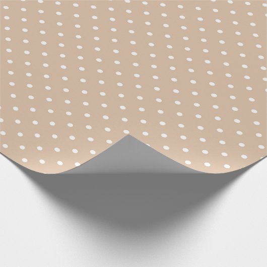 Beige en witte Polka Dot Pattern Cadeaupapier (Hoek)