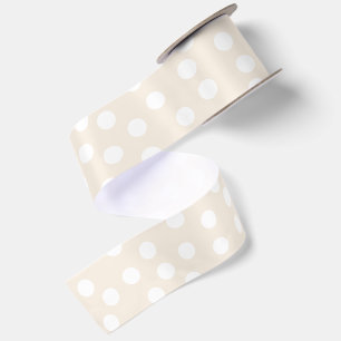 Beige en witte polka stippen Elegant Retro Lint