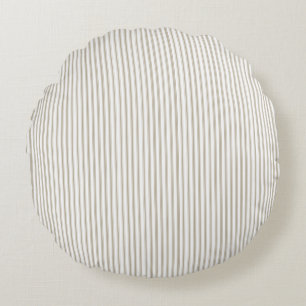Beige en witte tikkende streep rond kussen