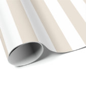 Beige en Witte Verticale Streeppatroon Cadeaupapier (Rol Hoek)