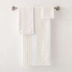Beige en witte vijf strips bad handdoek