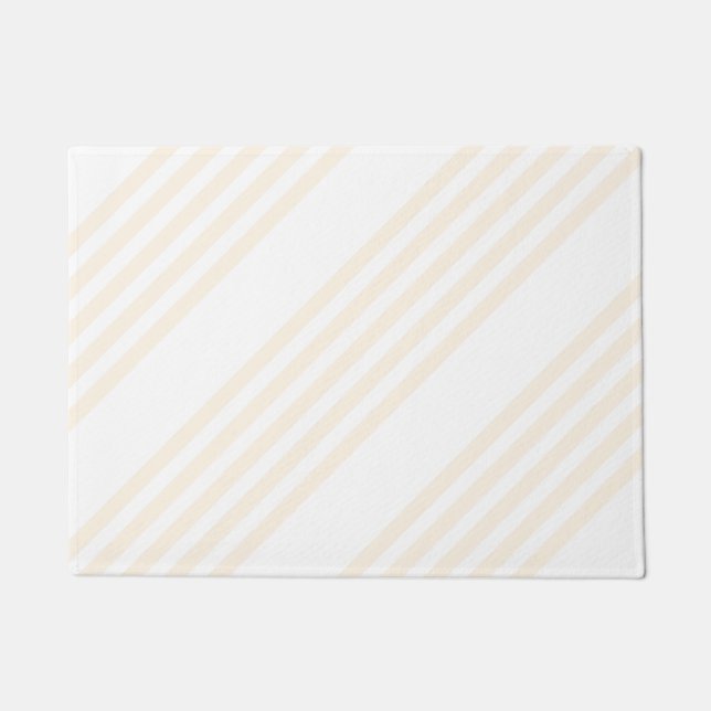 Beige en witte vijf strips deurmat (Voorkant)
