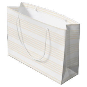 Beige en witte vijf strips groot cadeauzakje