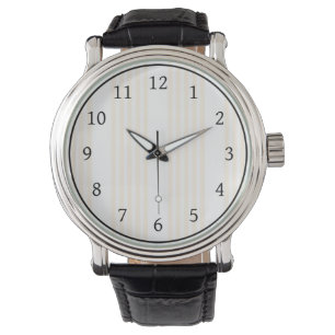 Beige en witte vijf strips horloge