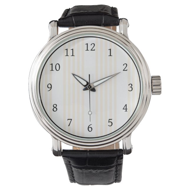 Beige en witte vijf strips horloge (Voorkant)