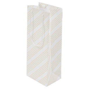 Beige en witte vijf strips wijn cadeautas