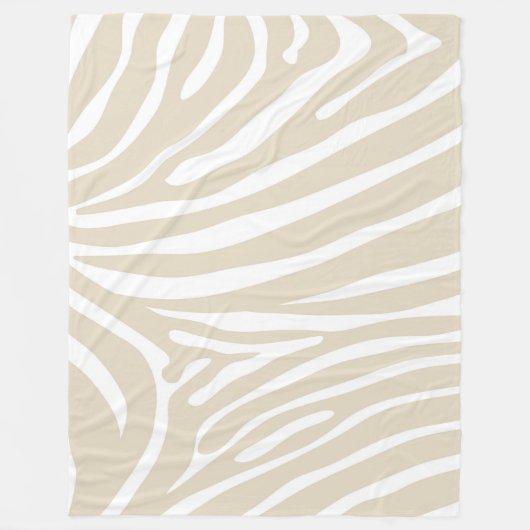 Beige en witte zebra print fleece deken (Voorkant)