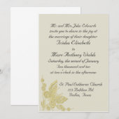 Beige en Yellow Wedding Invitation Kaart (Voorkant / Achterkant)