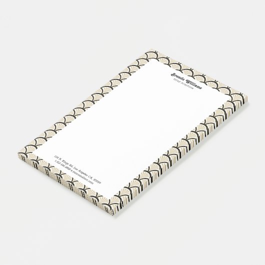 Beige en zwarte kunstbloem post-it® notes (Schuin)