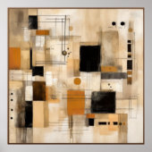 Beige en zwarte moderne kunst poster (Voorkant)