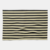 Beige en zwarte strepen theedoek (Horizontaal)