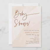 Beige esthetisch modern Baby shower Kaart (Voorkant)