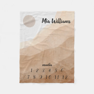Beige esthetische Baby Maandelijkse mijlpaal Fleece Deken