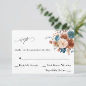 Beige et bleu foncé Floral no Repas RSVP (Debout devant)