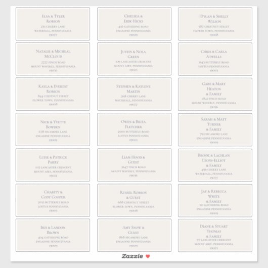 Beige et Dusty violet Étiquette de adresse invité (Feuille)