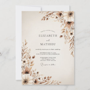 Beige Ethische Botanische Bruiloft Kaart