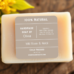 Beige Etiketten van zeepingrediënten