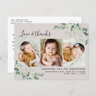 Beige Eucalyptus Foto Baby Hartelijk dank Briefkaart