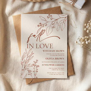 Beige Fall in Love Baby Shower Uitnodiging