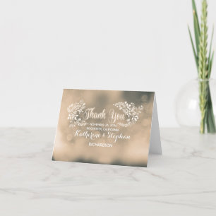 beige fancy bloemhartjes bruiloft bedankkaart