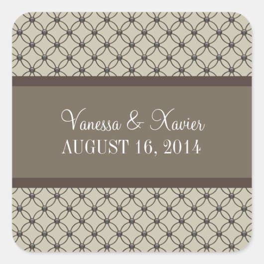 Beige Fancy Lattice Wedding Stickers (Voorkant)