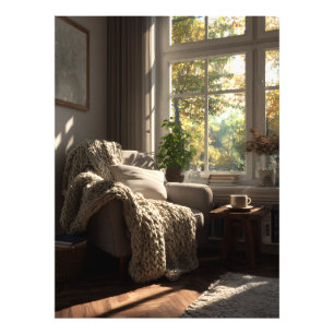 Beige Fauteuil Herfst Hoekje Foto Afdruk