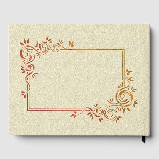 Beige Faux Leather Brown Lijst Gastenboek (Achterkant)