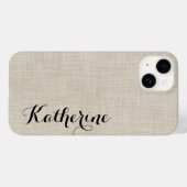Beige Faux Linnen Textuur Custom Monogram Case-Mate iPhone Case (Achterkant (horizontaal))