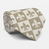 Beige Fleur de lis Stropdas (Opgerold)