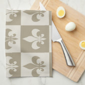 Beige Fleur de lis Theedoek (Quarter Fold)