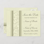 Beige Floral Bewaar de datum bruiloft Briefkaarten (Voorkant / Achterkant)