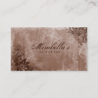 Beige floral de brun de grunge de carte de visite