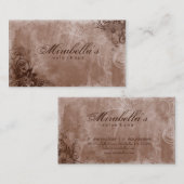 Beige floral de brun de grunge de carte de visite (Devant / Derrière)