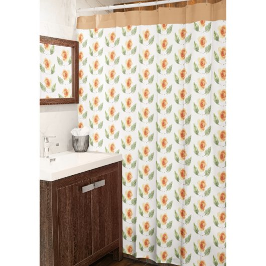 Beige Floral Shower Curtain Douchegordijn
