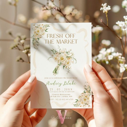 Beige Flower Off The Market Vrijgezellenfeest Uitn Kaart