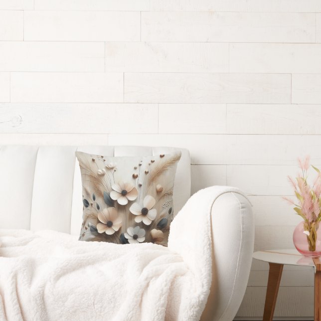 Beige Flowers Kussen (Bank)