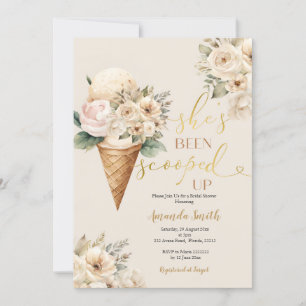 Beige Flowers Summer Ice Cream Vrijgezellenfeest Kaart