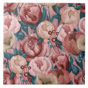 Beige Flowers Tegeltje